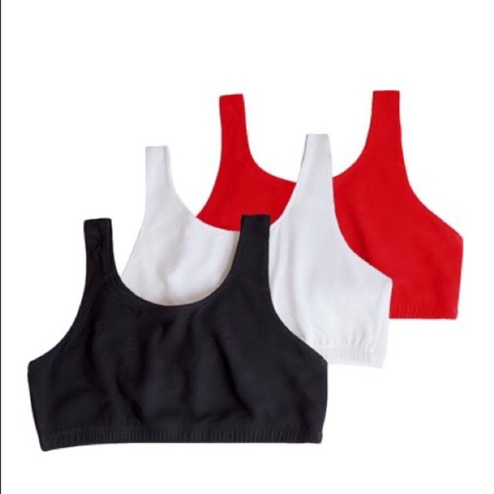 Sports Bra Pack (3) White, Black & Red